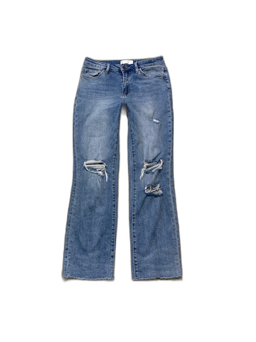 Vervet High-Rise Ankle Straight Leg Distressed Stretch Raw Hem Denim Jeans Sz 28
